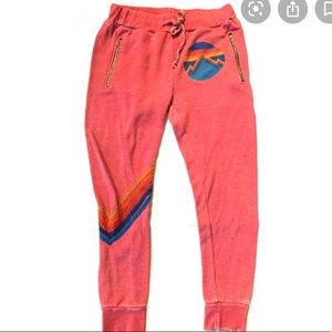 Red aviator nation sweatpants with zippers(RARE)